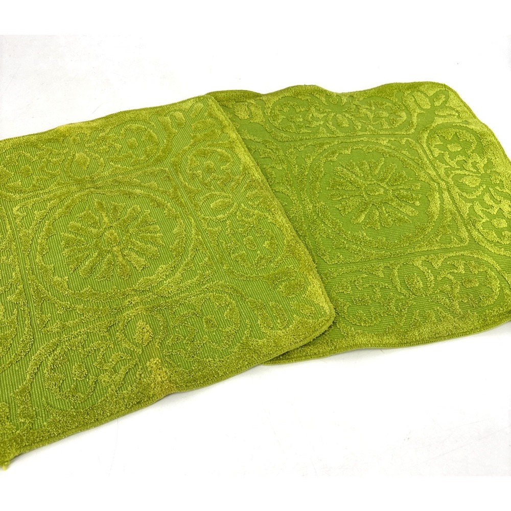 Vintage Sears Drylon Washcloth Lot Avocado Floral Sculpted 60s NEVER WASHED